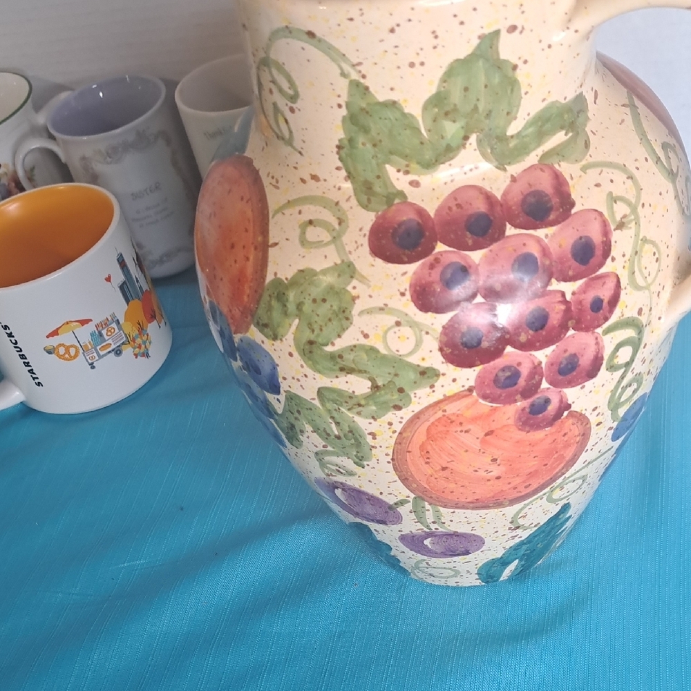 Colorful Ceramic Fruit Pitcher - Picture 6 of 7
